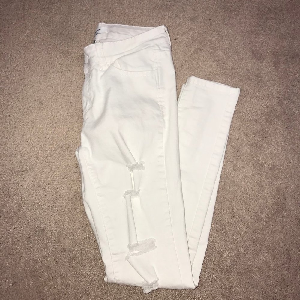 White Distressed Skinny Jeans